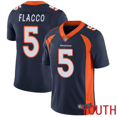 Youth Denver Broncos 5 Joe Flacco Orange Team Color Vapor Untouchable Limited Player Football NFL Jersey